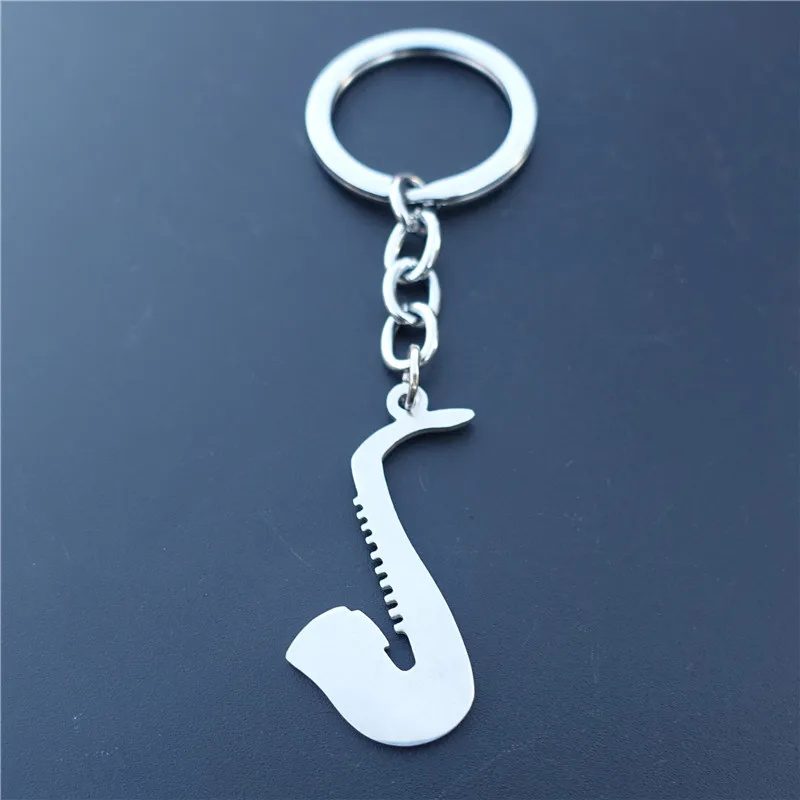

Stainless Steel Keychains Saxophone Keyring Trendy Jewelry For Men