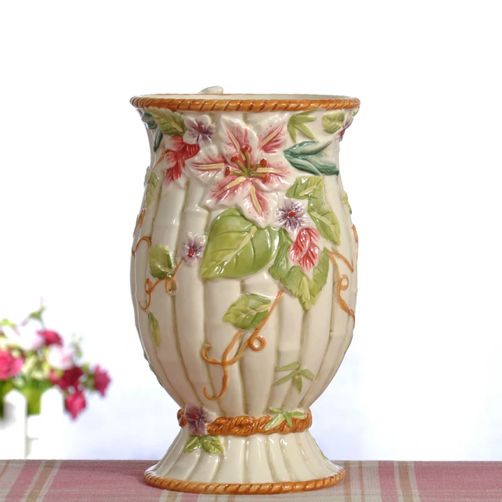 ceramic creative lily flowers vase pot home decor crafts room