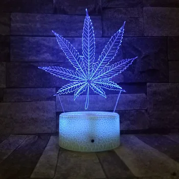 

Maple Leaf 3D Illusion 7 Colors Changing LED USB Baby Sleeping Night Light Desk Table Lamp Room Decoration ( Weed Leaf)