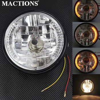 

Motorcycle 7'' Round Headlight LED Turn Signal Indicators Light Universal Cafe Racer Lamp For Harley For Honda For Yamaha
