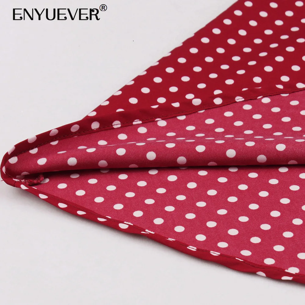 Enyuever элегантный в горошек летнее женское офисное платье с коротким рукавом Vestido