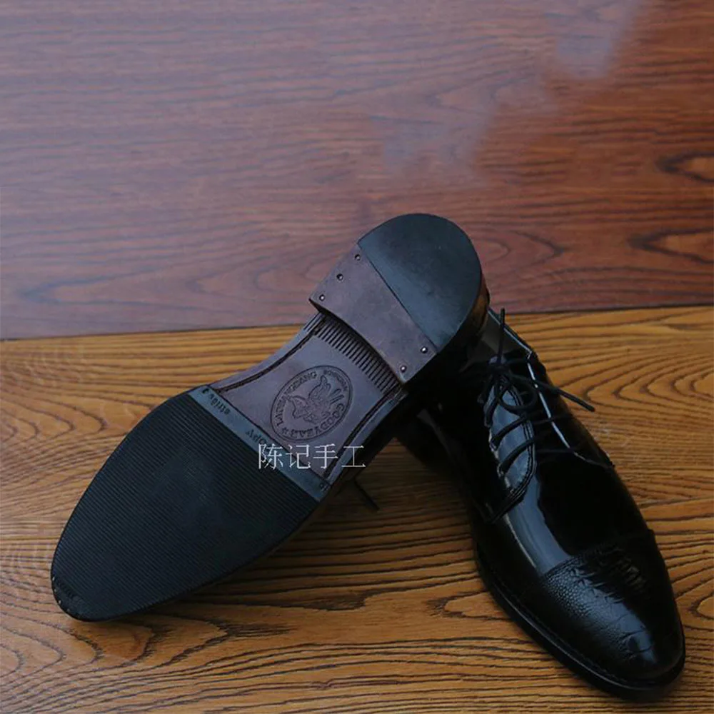 Oxfords Sapatas Apontado Tamanho Goodyear Importado Sapatos Dedo Welted Brilhante Patente Dos Sipriks Preto Big Vestido De Homens Couro Pé Do Igreja HaIw5q