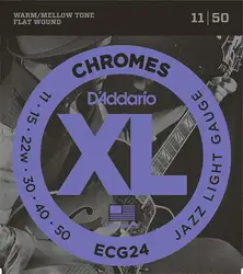 D'addario ecg24 XL chromes Джаз-светло Электрогитары строки с плоской обмоткой, джаз, 11-50