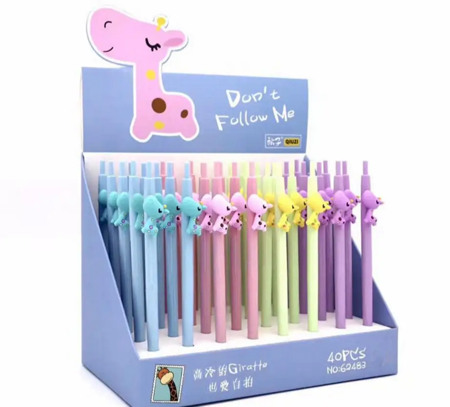 

Korea Pretty Giraffe Design Gel Pen Cartoon Stationery Prize Gift Kawaii Office Writing Student Pen Black Ink Pen 0.5mm 40pc/lot