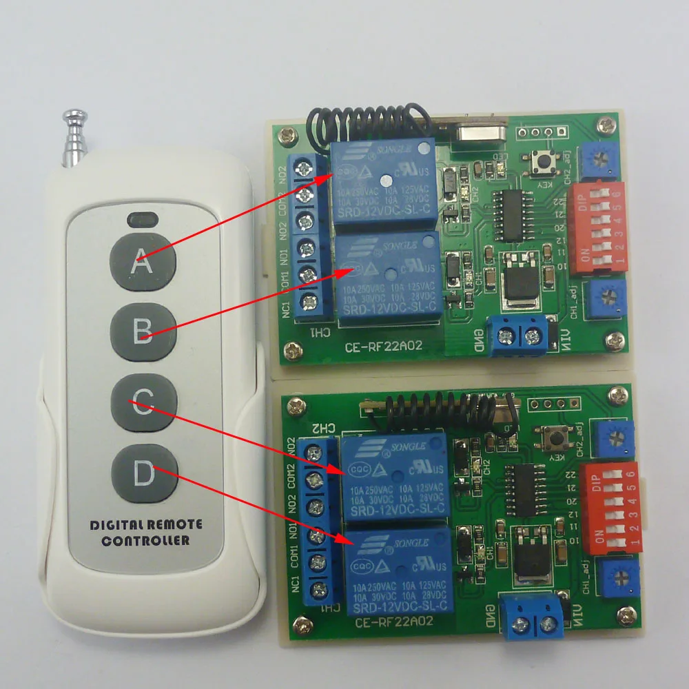 RF Access Control RF Motor Control 4 Buttons Remote Controls 2 pcs