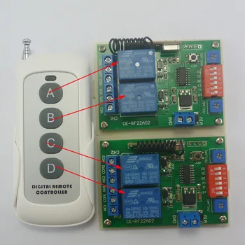 

RF Access Control RF Motor Control 4 Buttons Remote Controls 2 pcs Receiver