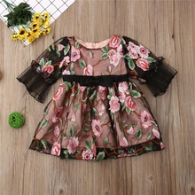 Принцесса короткий рукав Свадебная вечеринка Пляжные наряды Костюмы костюм для маленьких детей, малышей платье для маленьких девочек летнее платье с цветочным рисунком