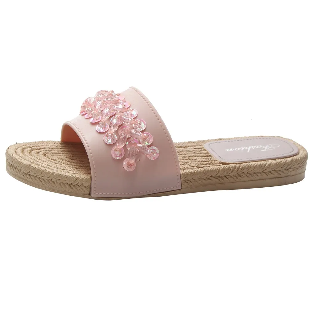 

SAGACE Fashion Ladies Slipper Flat with Shoes New Women Summer Flash Drill Slippers Wild Open Toe Flat Sandals Beach Walk Shoes