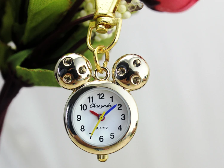 В форме милых мультяшных Животных Карманные Fob часы винтажные Ретро ожерелье Кварцевые часы с цепочкой для ключей