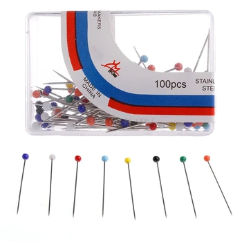 

100Pcs Coloured Plastic Round Pearl Head Pins Dressmaker Tailor Dressmaking Craft MAY205
