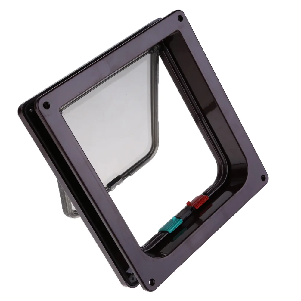 

Hight Quality Coffee 4 Ways Lockable Dog Cat Kitty Door Security Flap Gate Pet Supplies Doorway Controllable direction Pet door