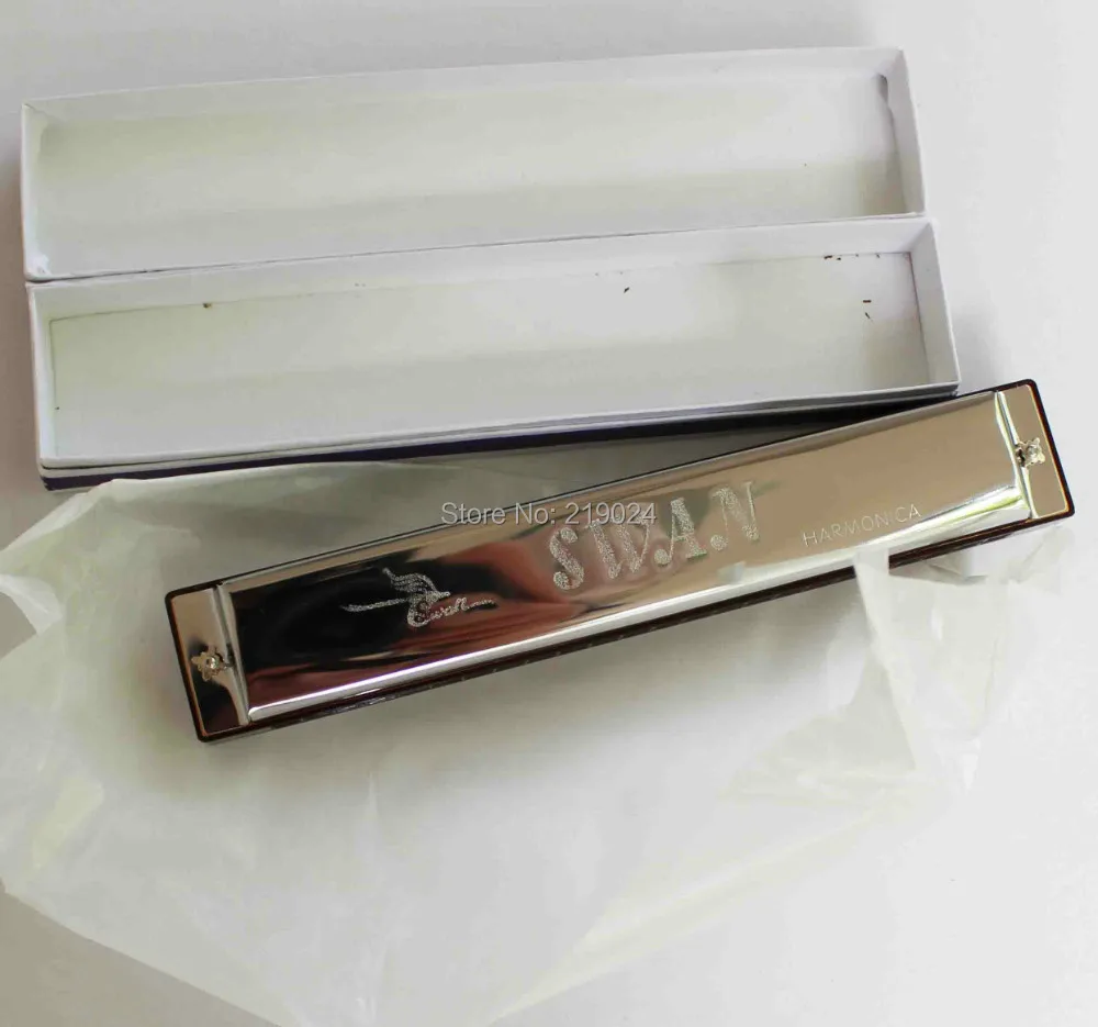 

Swan 24 holes 48 tone Square senoir blues laser-printing harmonica with case