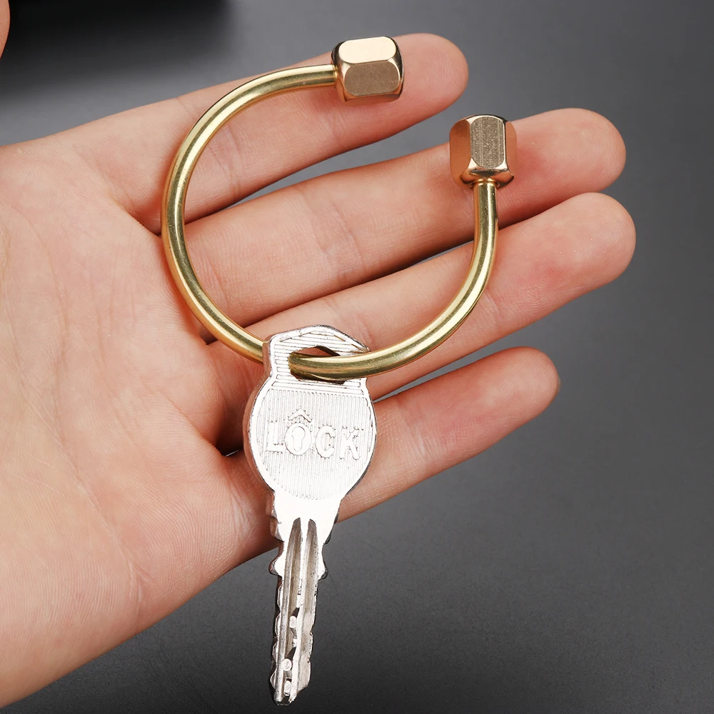 Creative Portable Brass Keychain Portable Unique DIY Craft Tools Whistle Ruler Key Ring Pendant Jewelry Keychain Accessories