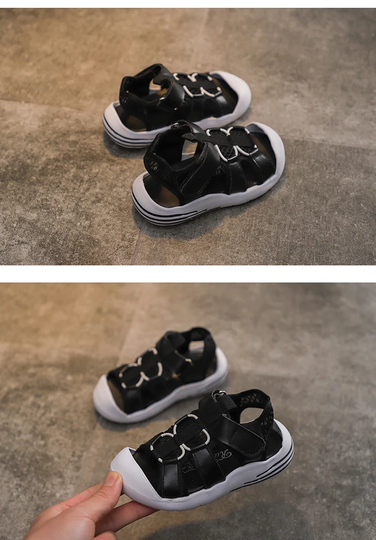 Новые детские сандалии для мальчиков летняя обувь противоскользящие детские повседневные сандалии обувь для малышей пляжная обувь с закрытым носком 21-31