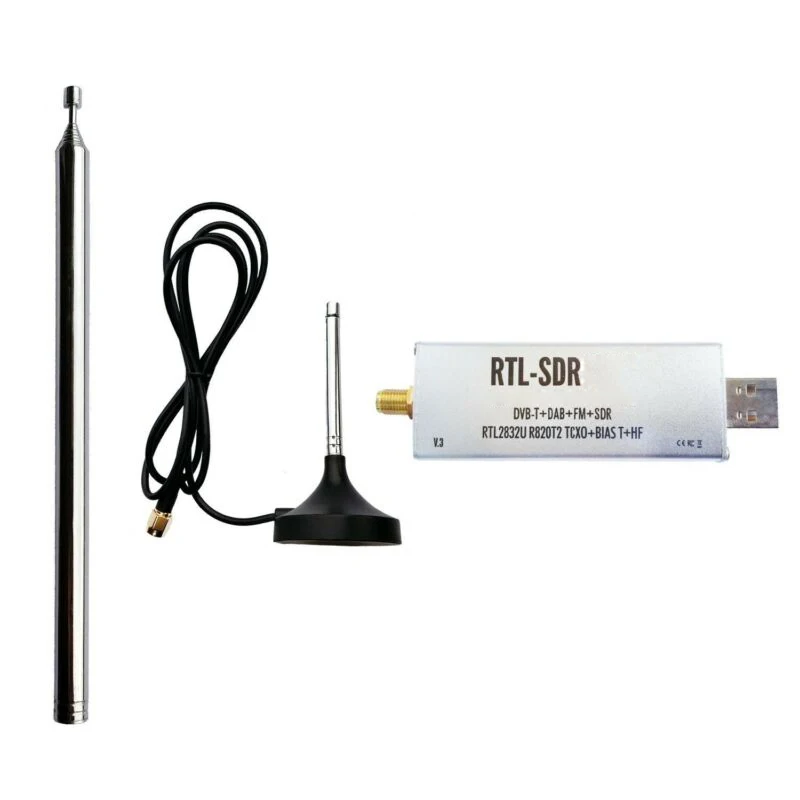 

RTL-SDR R820T2 V3 RTL2832U Tuner 1PPM TCXO HF BiasT SMA Software Defined Radio Station +Telescopic Antenna Tuner+ Antenna Base