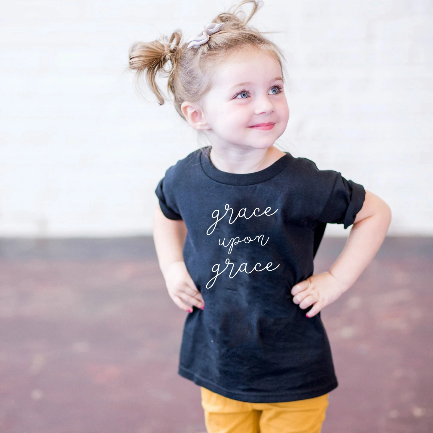 

Grace Upon Grace Girls Tee Shirt Children Summer Fashion Short Sleeve Graphic Tee Kids Baby Letter Printed Short Sleeve Tops