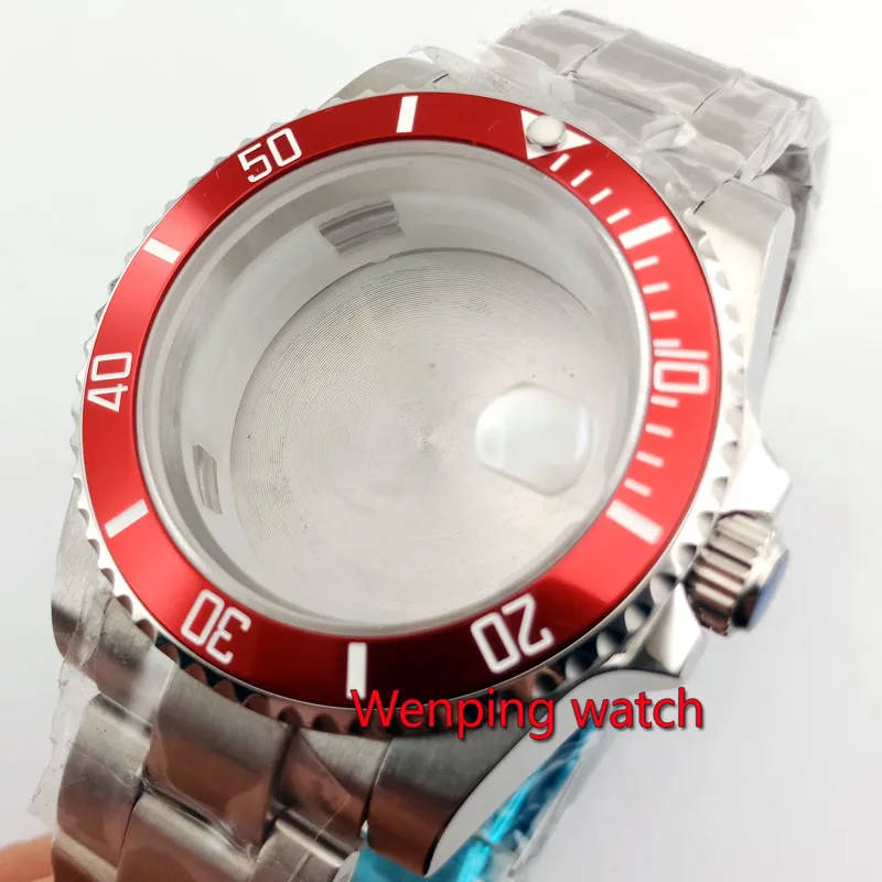 Fit ETA 2836 miyota 82 40 мм часы с сапфировым стеклом чехол браслетом красный титановый