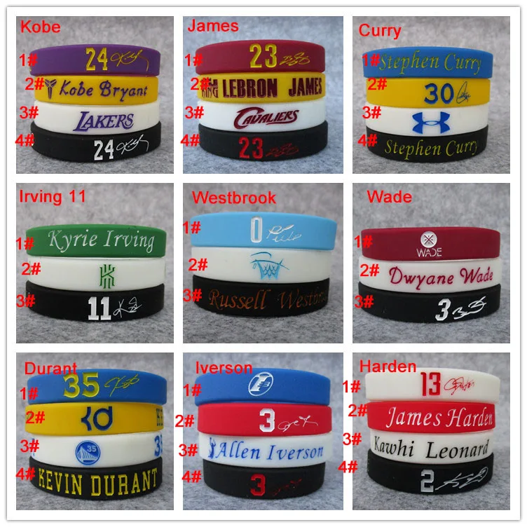 

Favorite basketball team sports wristband silicone high quality basketball player children adult size silicone bracelet