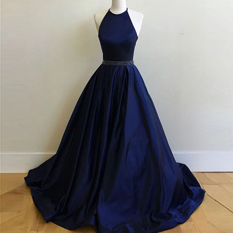 Tidetell Long Custom Made Free Shipping Simple Navy Blue Prom Dresses