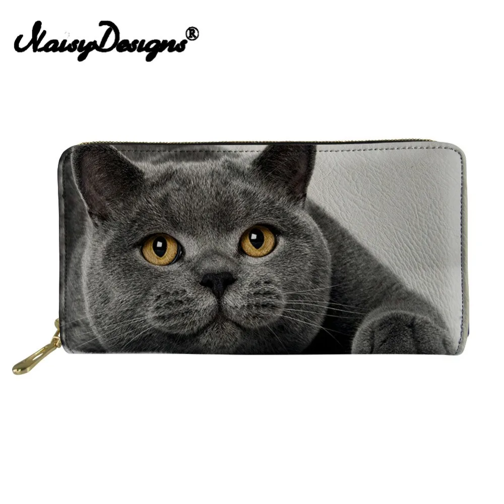 

British Shorthair Cat Vintage Women Men Leather Brand Luxury Wallet Long Male Purses Money Clip Credit Card Dollar Carteira