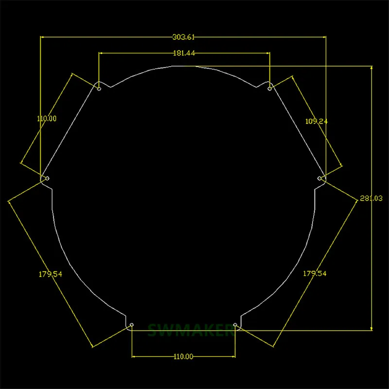 3d принтер коссель неправильный шестигранник алюминий подложка/heatкровать 306*282*3 мм 24 в алюминиевая Горячая кровать