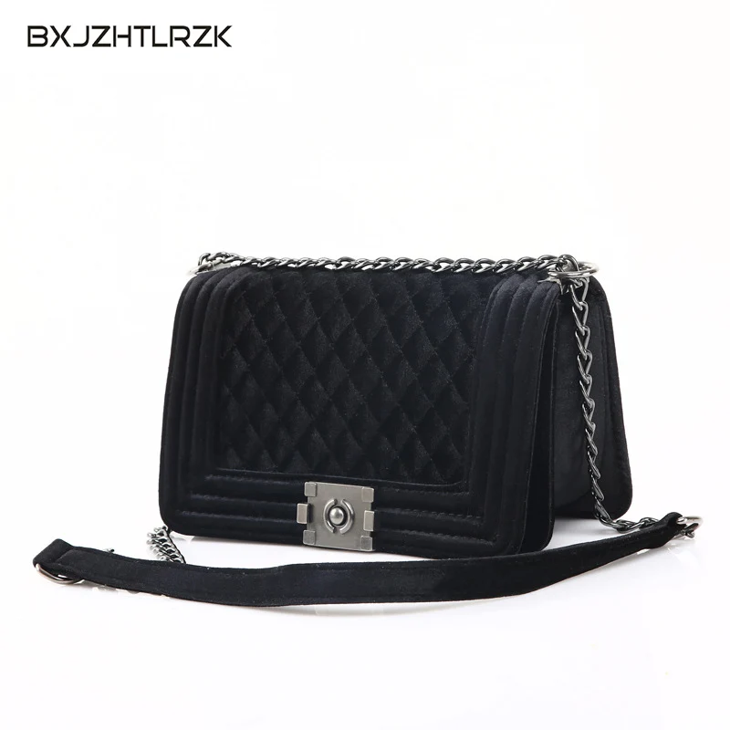 

2018 Luxury Brand Designer Women Messenger Bag Velvet Gold Chain Small Bag High Quality Metal Decorative Shoulder Crossbody Bags