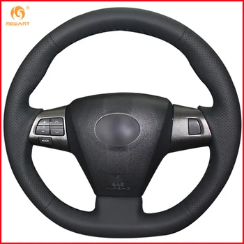 

MEWANT Black Genuine Leather Car Steering Wheel Cover for Toyota Corolla 2011 2012 2013 RAV4 2011 2012 Interior Accessories