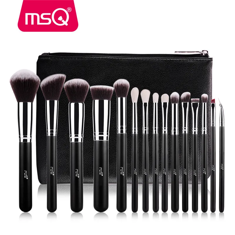 

MSQ Pro 15PCS Make-Up Pinsel Set Powder Foundation Augenschminke Bilden Bursten Kosmetik Weiche Synthetische Haar Mit Pu-led