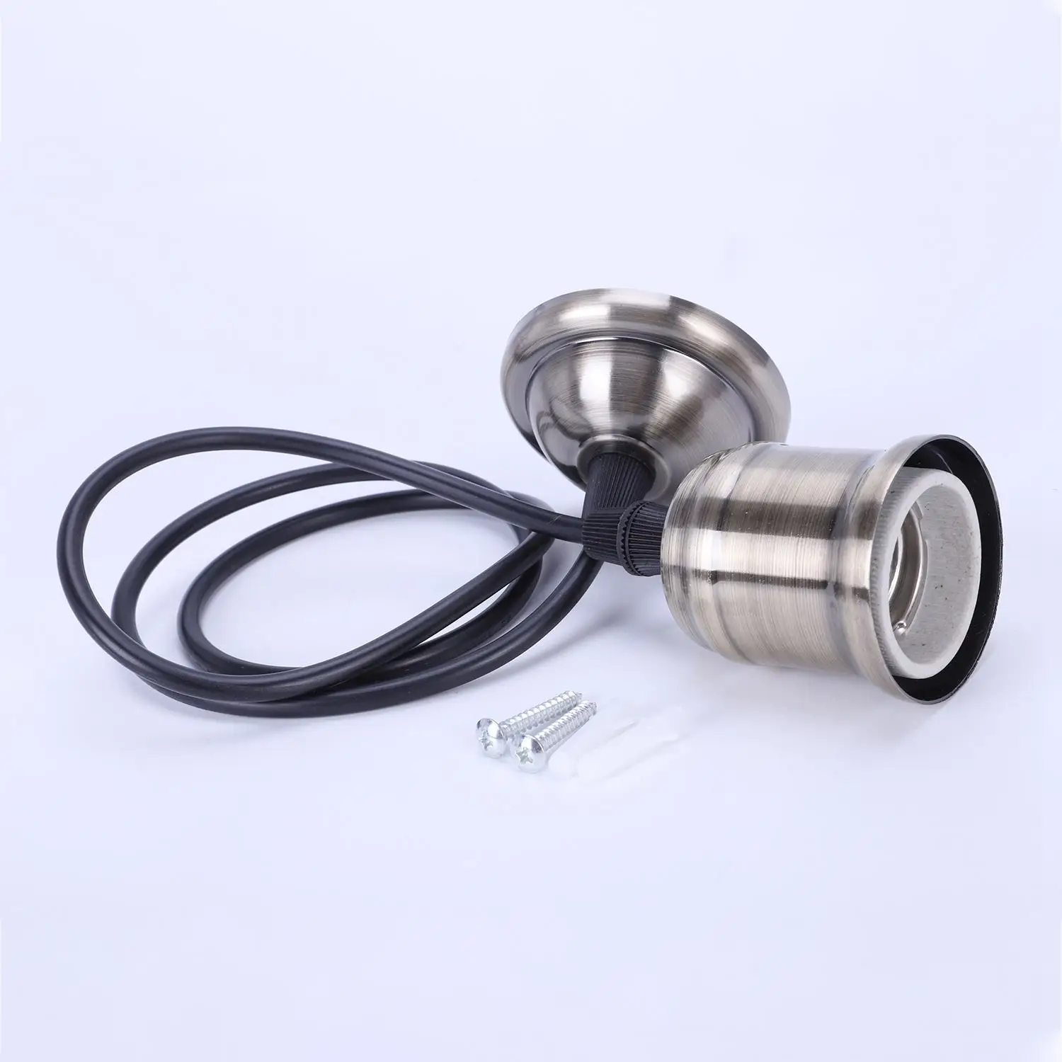 Лампа Эдисона в винтажном стиле, цоколь E27, ретро держатель лампы, подвесной светильник, винтовой разъем, светильник, аксессуары, провод длиной 1 м, металл и керамика