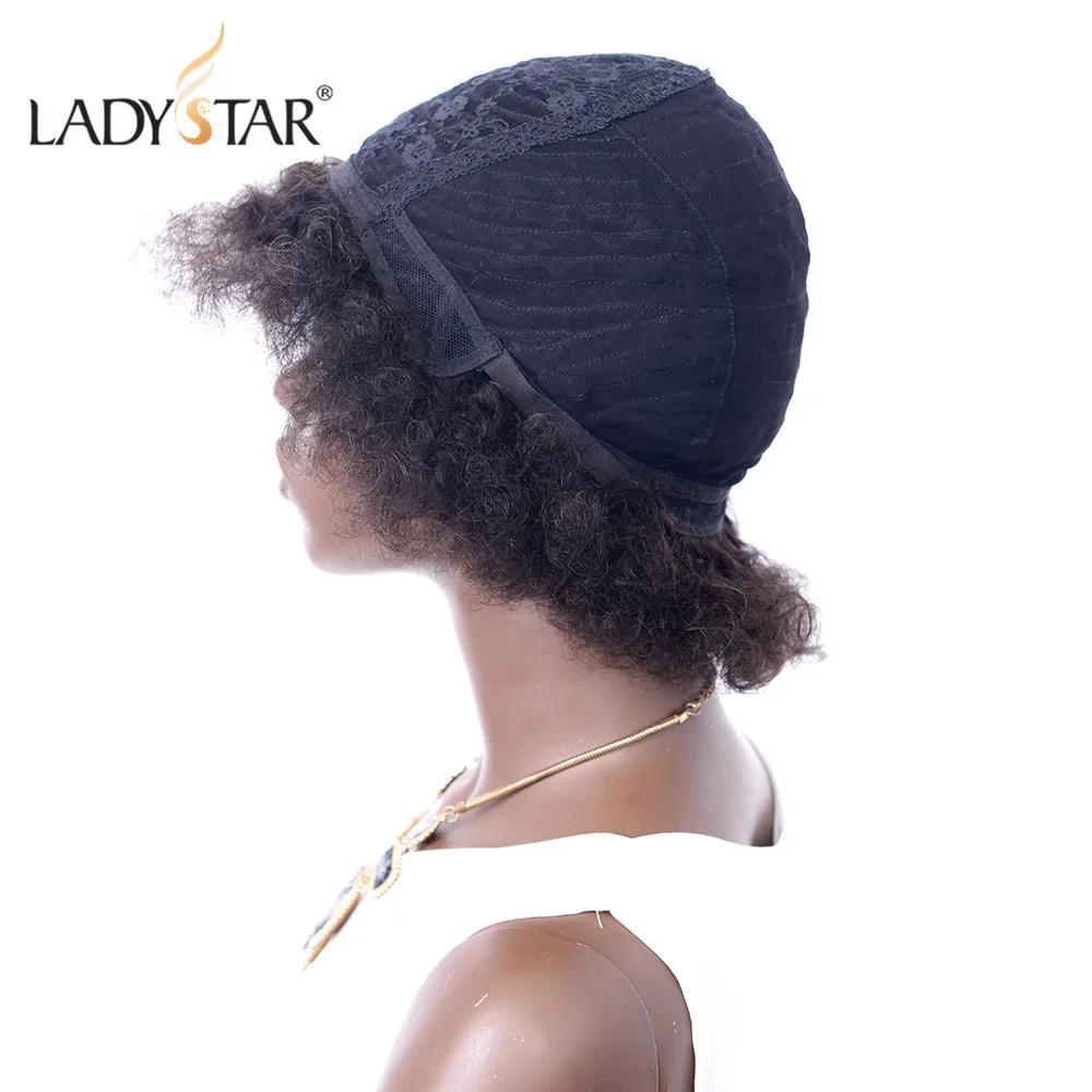 LADYSTAR афро кудрявый парик Remy человеческих волос парики для женщин Бразильский короткий парик