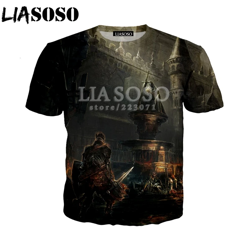 LIASOSO, летняя Новинка, мужская и женская футболка, 3D принт, стимулирует видеоигры, темная душа, толстовка, Модный пуловер с коротким рукавом, A021-03 - Цвет: 1