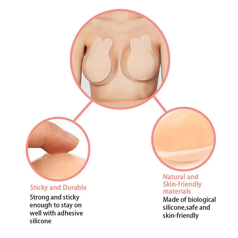 

CZCCWD Lingerie Femme Strapless 1 Pair Bandage Invisible Push Up Bras Sexy Bralette Party Dress Self-Adhesive Sticky Bra