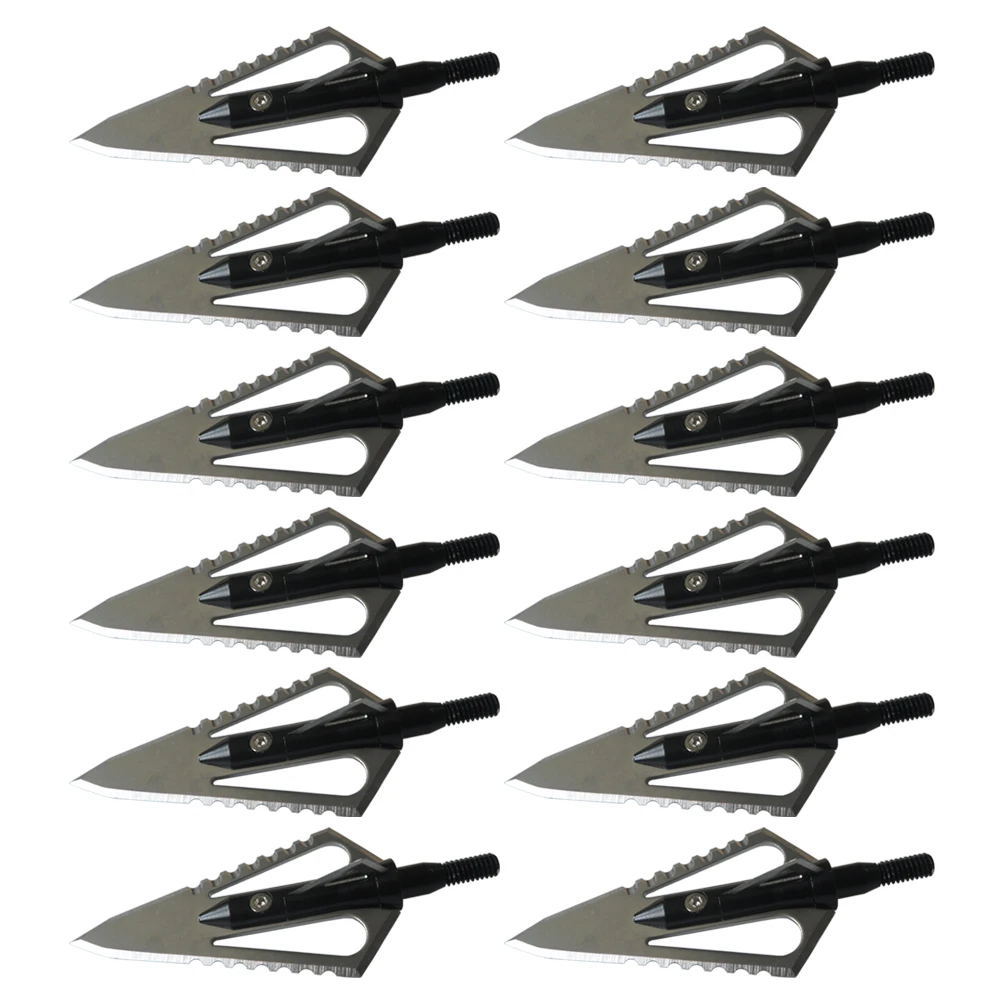 12PCs Hunting Stinger Broadheads 4 Blade 100Grains 2 Sawtooth Blade for