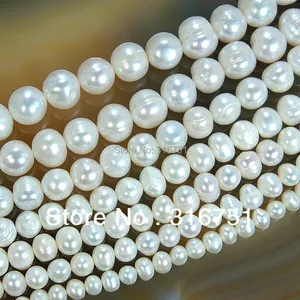Лидер продаж естественный пресноводный белый жемчуг круглый бисер 15 