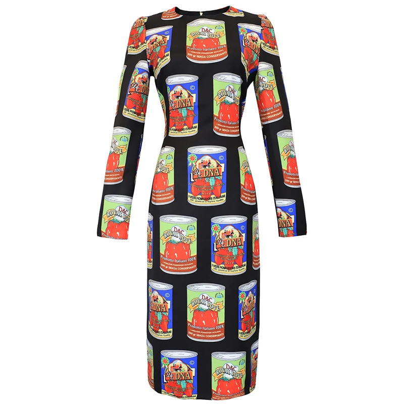 

2019 Spring New Fashion Women Customize Made Plus Size 3XS-10XL High Waist Long Sleeve Pringting Midi Dress vestidos de fiesta