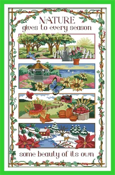 

Four season, counted printed on fabric DMC 14CT 11CT Cross Stitch kits,embroidery needlework Sets Home Decor