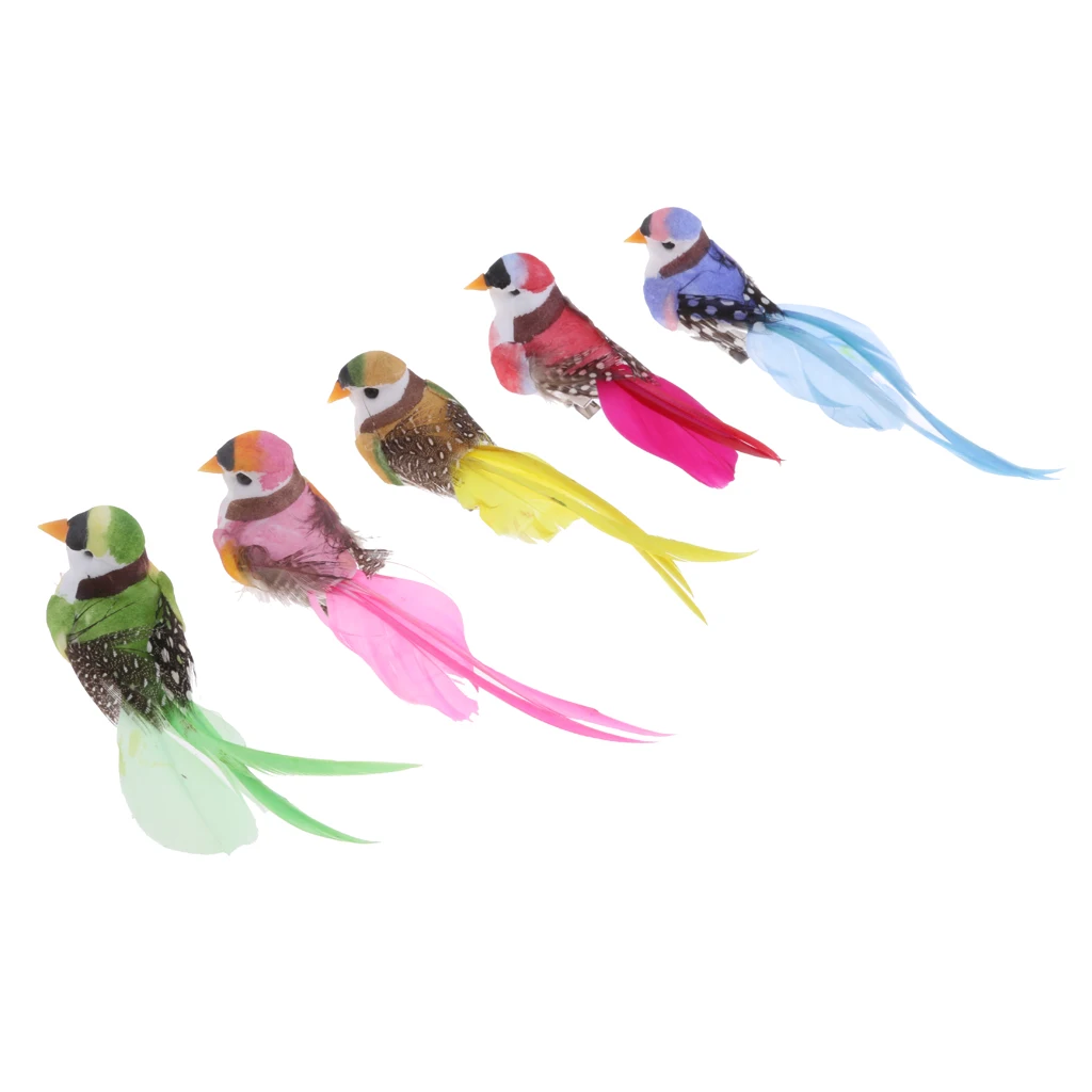 12pcs Artificial Bird Foam Magpie Colorful Feathered Bird Fake Simulation Home Garden Decoration Indoor Home Decor 