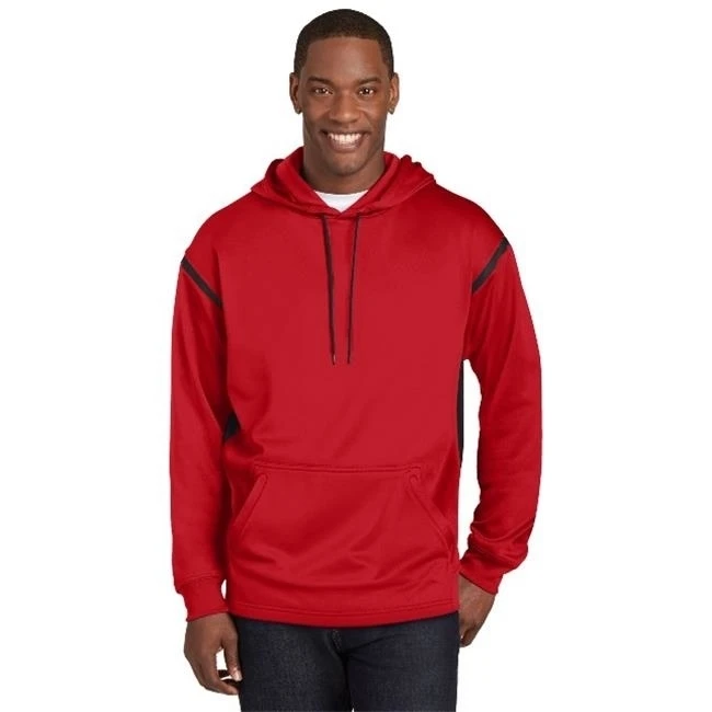 Sport-Tek F246 Tech Fleece Colorblock Hooded Sweatshirt Jacket True Red & Black - Small