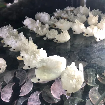 

1pcs Beautiful natural white crystal cluster hand carved turtle