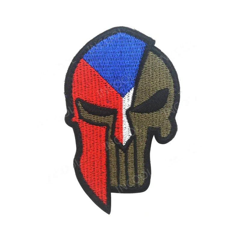 

Czech Republic Flag Embroidery Patch Molon Labe Skull Army Military Tactical Morale Patches Emblem Appliques Embroidered Badges