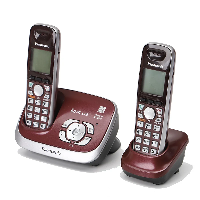 DECT 6,0 Plus расширяемая Цифровая беспроводная телефонная система ответа с 2 трубками винно-красного цвета - Цвет: Two handset