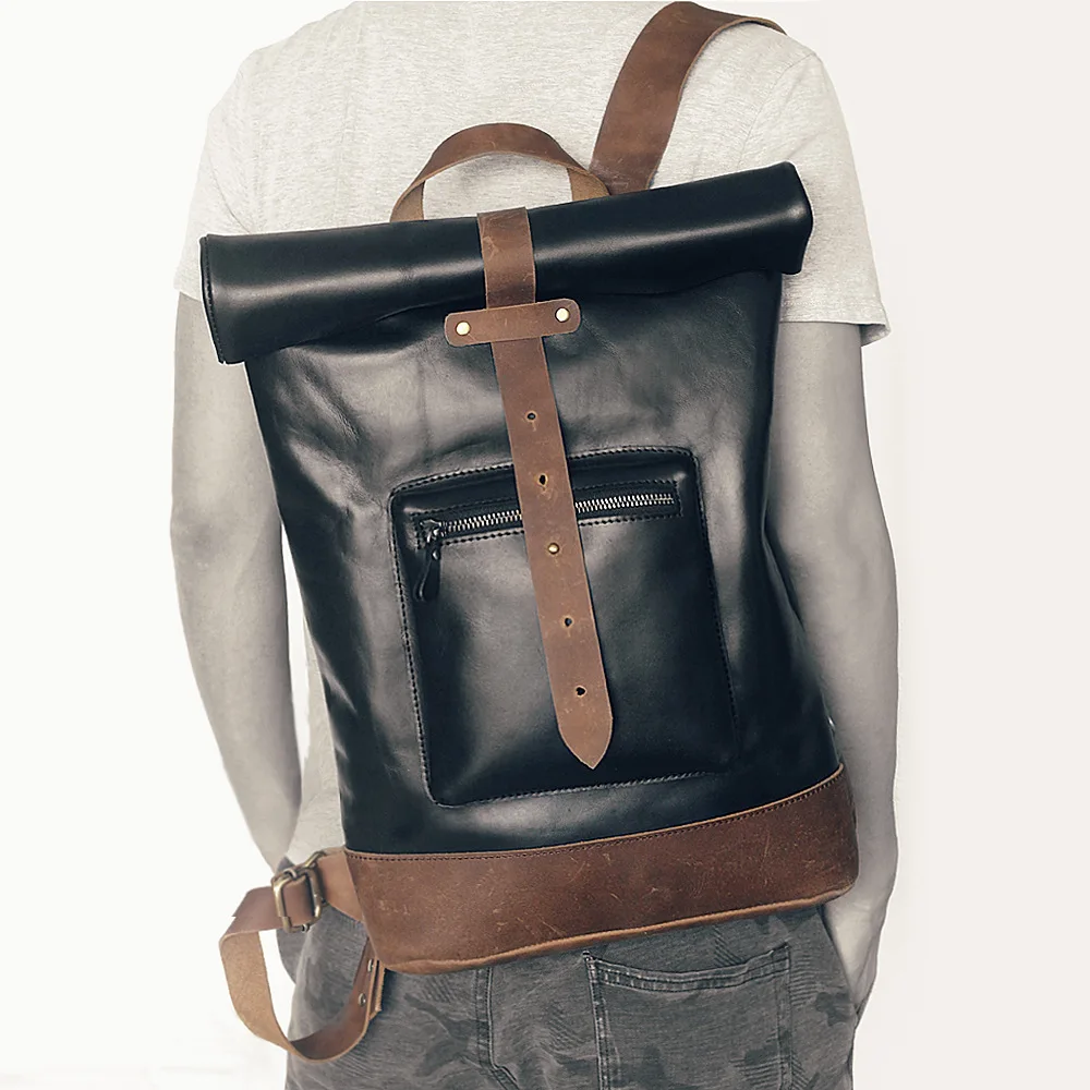 

Cross-border SourceNew Handmade Man-made Retro-vintage Men'sBag with Head-coatCowhide Backpack,Outdoor recreational shoulder bag