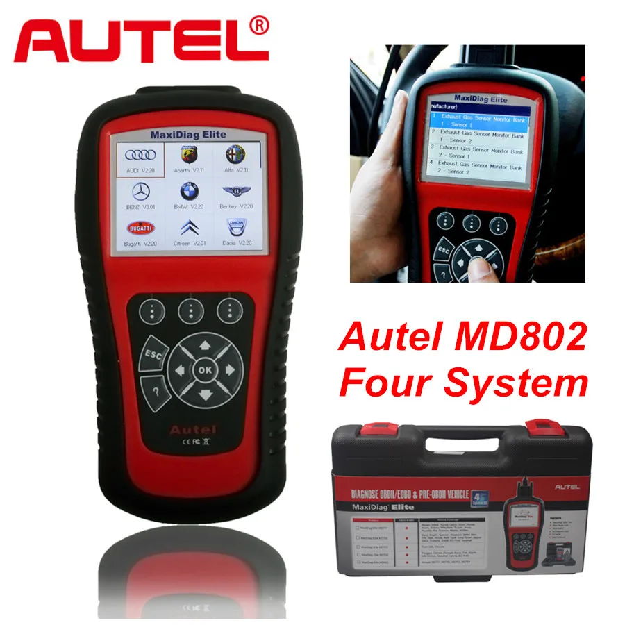 AUTEL MaxiDiag Elite MD802 for 4 System With Data stream Model Engine Transmission ABS and Airbag