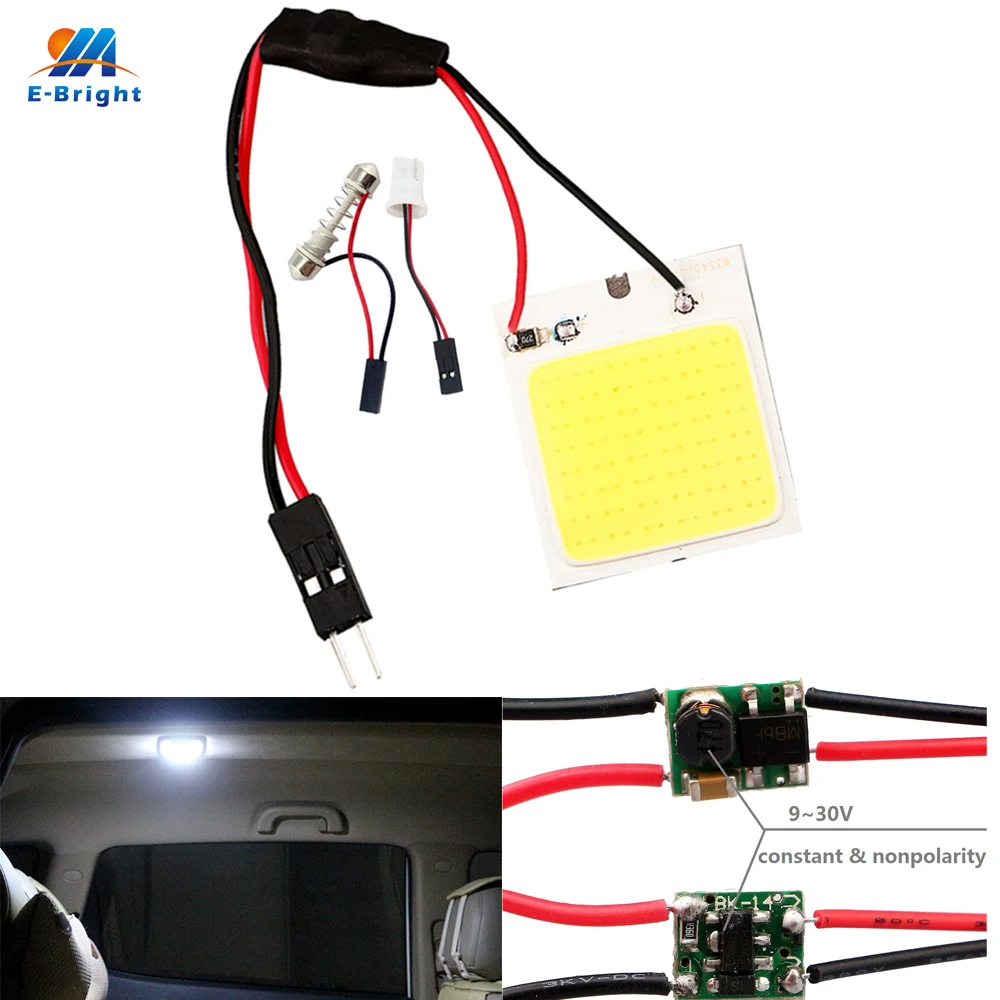 YM E-Bright 10 PCS COB 48 LED Car Light 12V 24V SMD Panel Interior Lamps With T10 + Festoon Adapters | Автомобили и мотоциклы