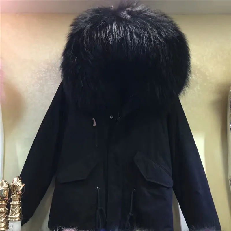 Зимняя парка Mr Pure black пальто из натурального Лисьего меха длинная/короткая куртка