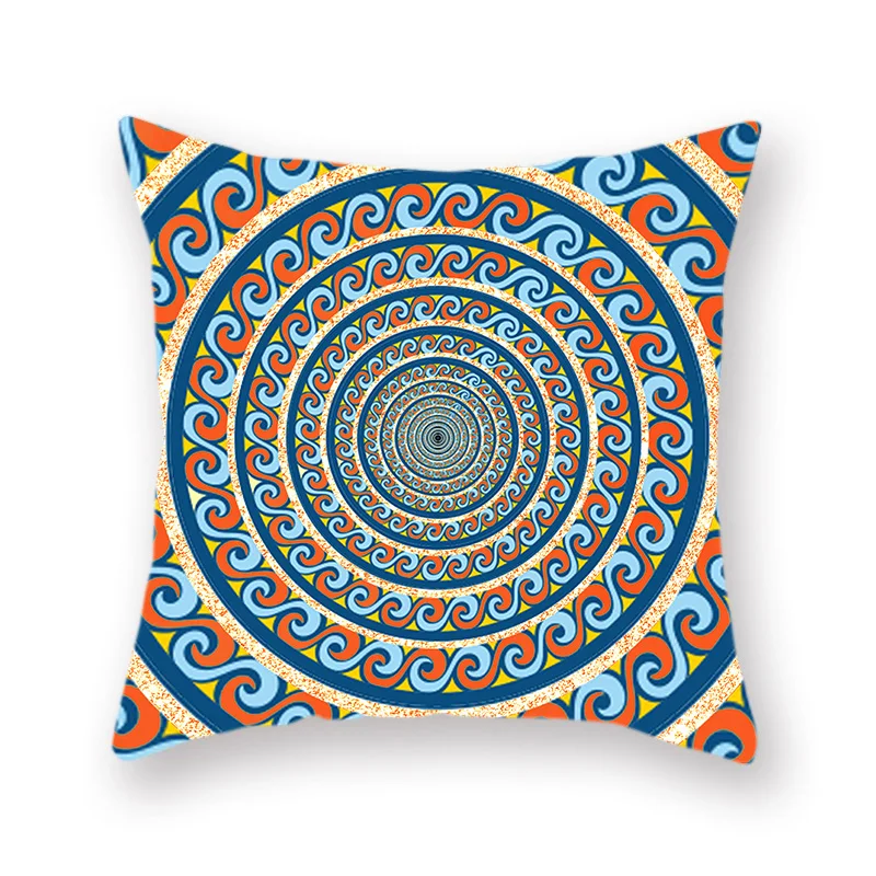 Vintage Ethnic Geometric Pattern Cushion Cover Bohemian Indian Yellow Green Square Throw Pillowcase Home Sofa Decoration