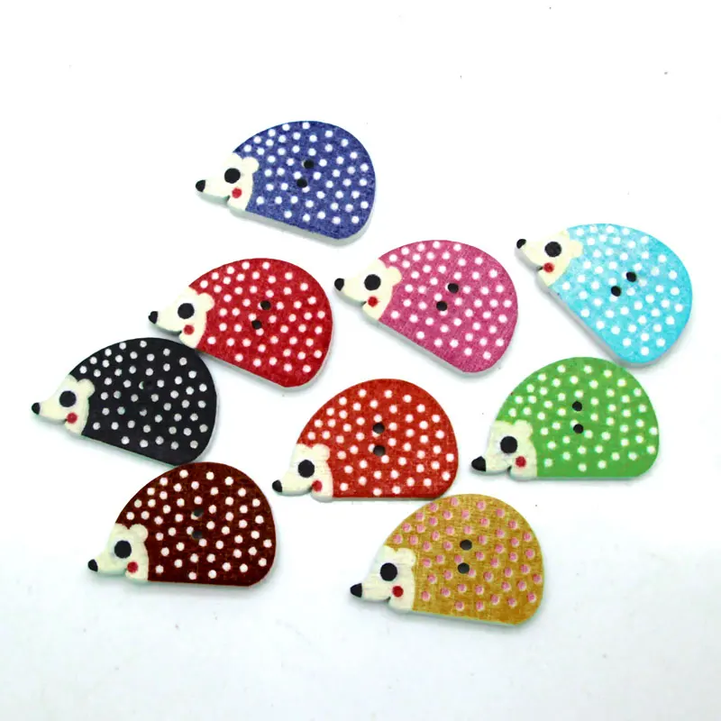

50pcs Mixed Hedgehog Wooden Buttons For Clothing Needlework Scrapbooking Wood Botones Decorative Crafts Diy Accessories