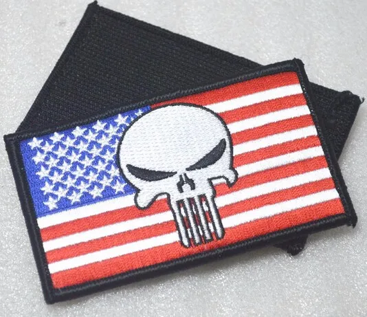 Военная нашивка армейская Военная женская кожаная куртка "череп с американским флагом Каратель" Armlet/Badge/подплечник 9,5 см назад