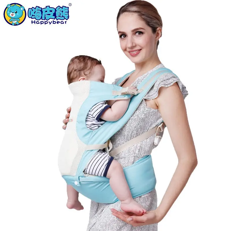 Happy Bear 0-48 Months Breathable Multifunctional Back Front Facing Baby Carrier Four Color Cotton Baby Backpack