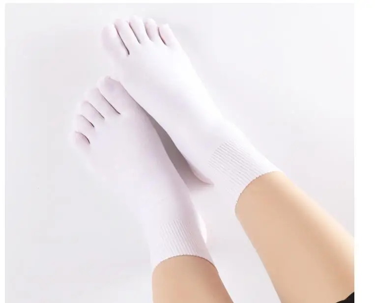 5 пар/лот! Тонкие мягкие однотонные носки с отдельными пятью пальцами ног унисекс носки - Цвет: Белый